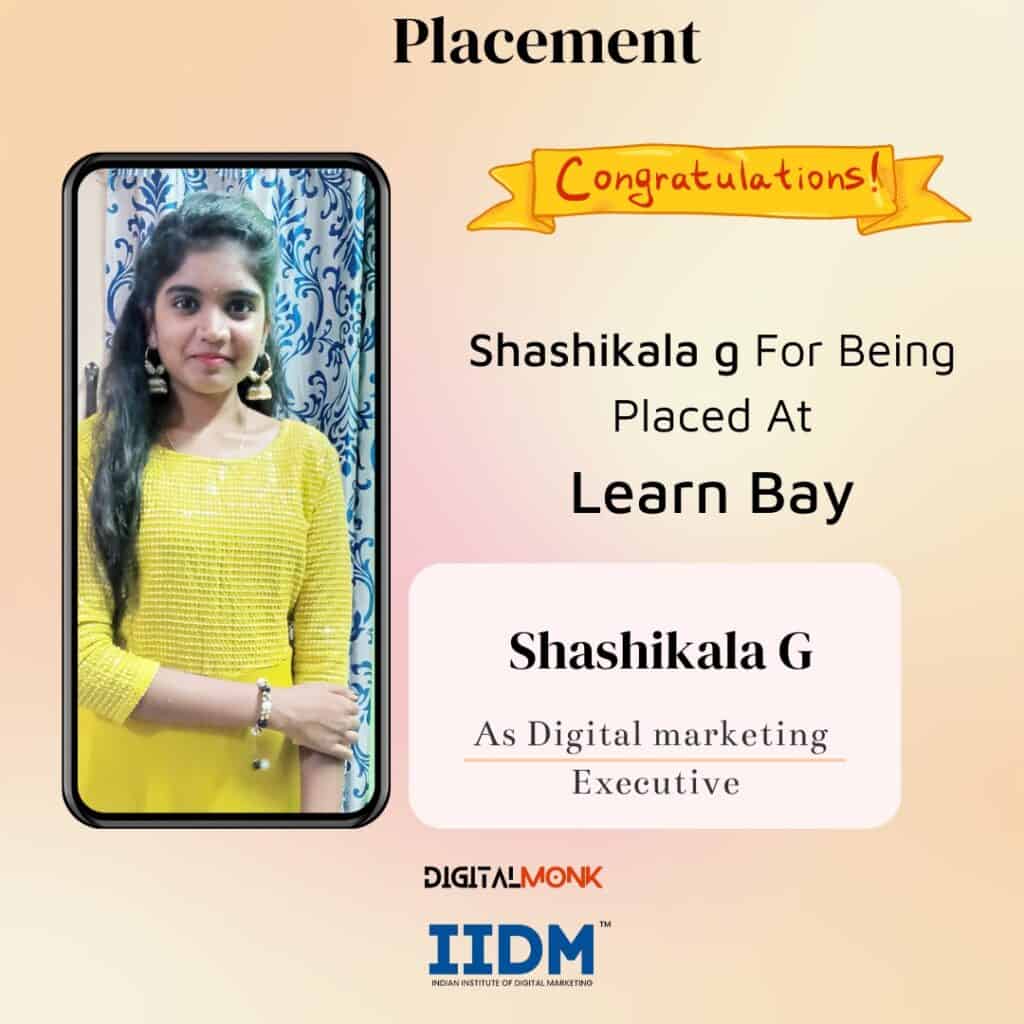 shashikala iidm placement update digital marketing courses in bangalore - IIDM - Indian Institute of Digital Marketing